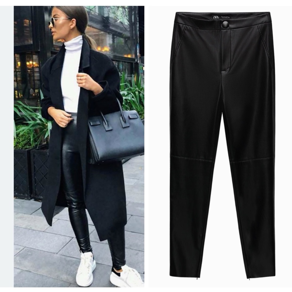 ZARA faux leather leggings high rise